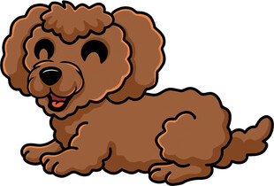 可爱棕色趴卧小狗插画