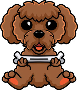 可爱泰迪犬抱着骨头