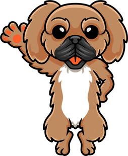 可爱小狗挥手打招呼