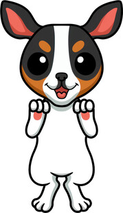 可爱卡通小狗双手举起