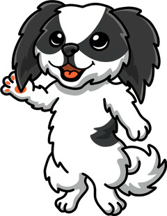 可爱黑白小狗挥手示意