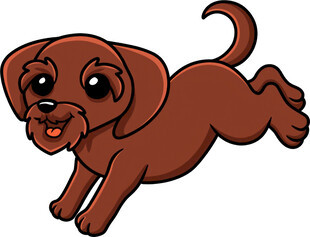 奔跑的棕色卡通小狗