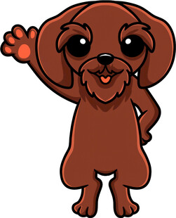 可爱棕色小狗挥手示意