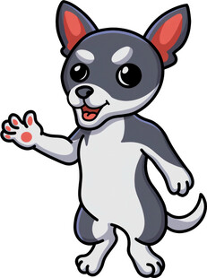 可爱卡通小狗挥手示意