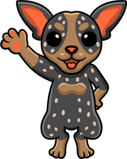 挥手的斑点小狗卡通形象