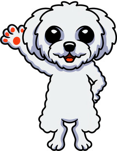 挥手的可爱卡通小狗