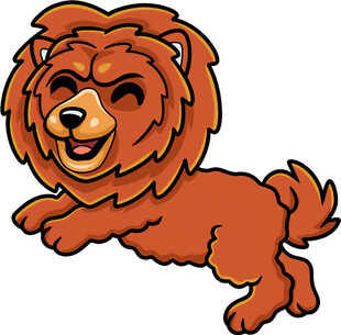 跳跃的可爱棕色狮子狗