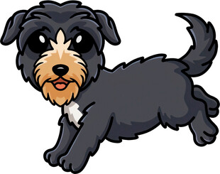 奔跑的可爱黑色小狗