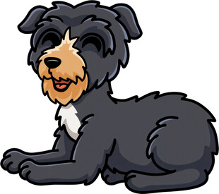 趴着的可爱黑色小狗