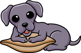 趴着的可爱卡通小狗