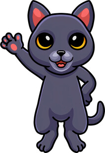 可爱黑猫挥手打招呼