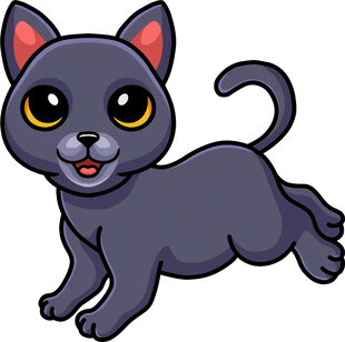 可爱黑猫欢快奔跑