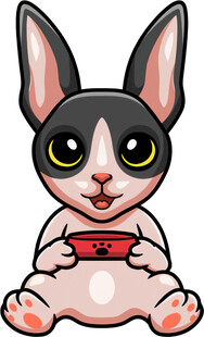 可爱小兔捧红碗