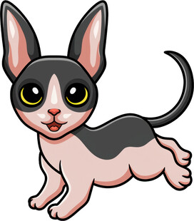 可爱奔跑的卡通猫咪