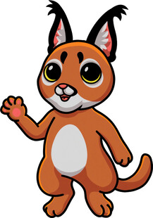 可爱卡通猞猁挥手示意