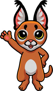 可爱卡通猞猁挥手示意