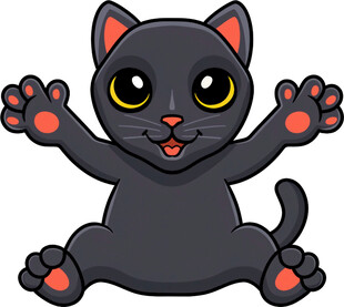 可爱黑猫张开爪子卖萌