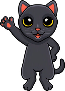 可爱黑猫挥手打招呼