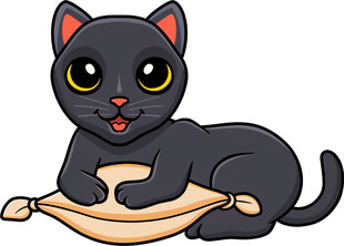 趴着的可爱黑猫