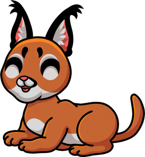 可爱躺卧的卡通猞猁小猫