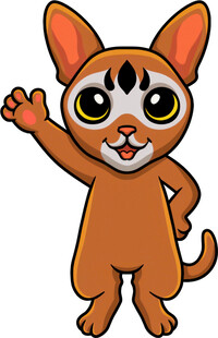 挥手的可爱卡通小猫