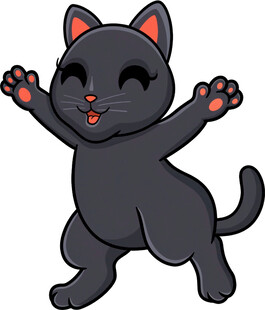 可爱黑猫欢快跳跃