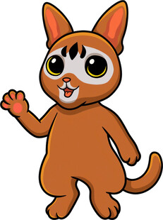 可爱招手卡通小猫