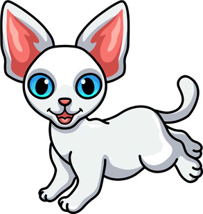 可爱奔跑的卡通小白猫