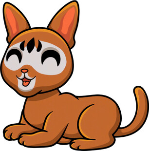 可爱卡通小猫惬意趴卧