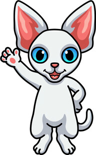 挥手的可爱卡通小白狗