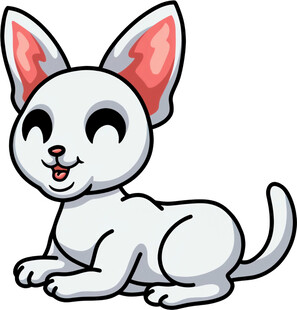 可爱躺卧的卡通小白猫