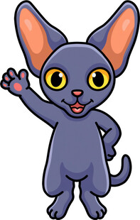 挥手的可爱紫色猫咪