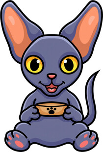 可爱蓝猫捧碗卡通形象