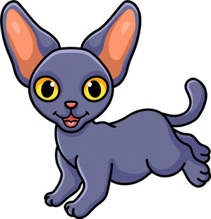 奔跑的紫色卡通小猫