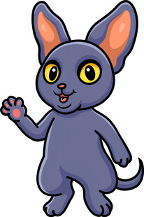 可爱紫色小猫挥手