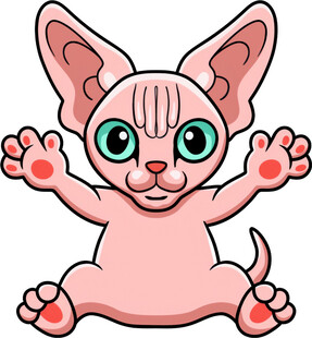 可爱粉色小猫张开双手