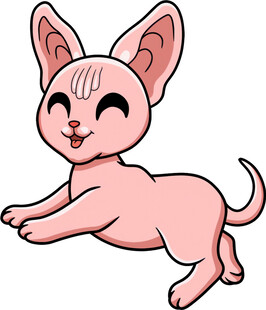 可爱粉色猫咪俏皮姿态