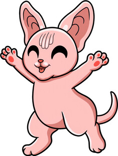 可爱粉色小猫欢快舞动