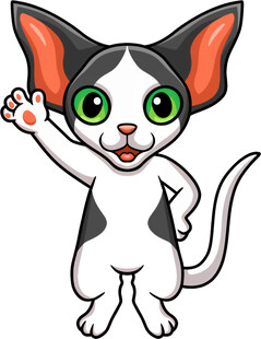 挥手的可爱卡通猫咪