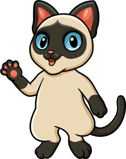 可爱暹罗猫挥手打招呼