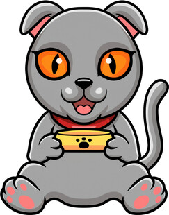 可爱灰狗端着食物碗