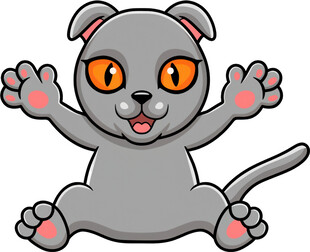 可爱灰猫开心坐立