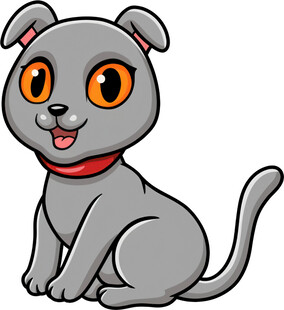 可爱灰猫卡通形象