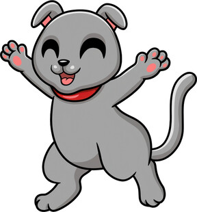 欢快跳跃的卡通小狗