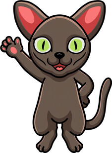 挥手的可爱黑猫