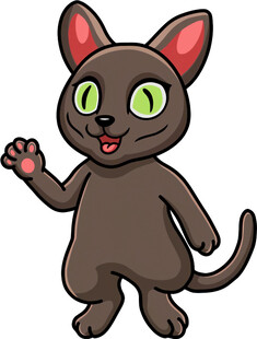 挥手的可爱黑猫