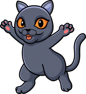 可爱黑猫欢快跳跃