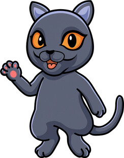 可爱黑猫挥手打招呼