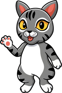 可爱挥手猫咪卡通形象