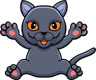 可爱黑猫开心地张开爪子